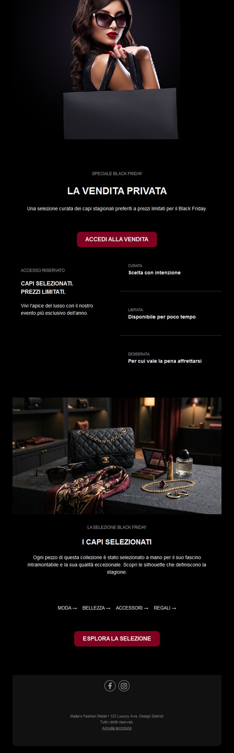 Email vendita privata Black Friday