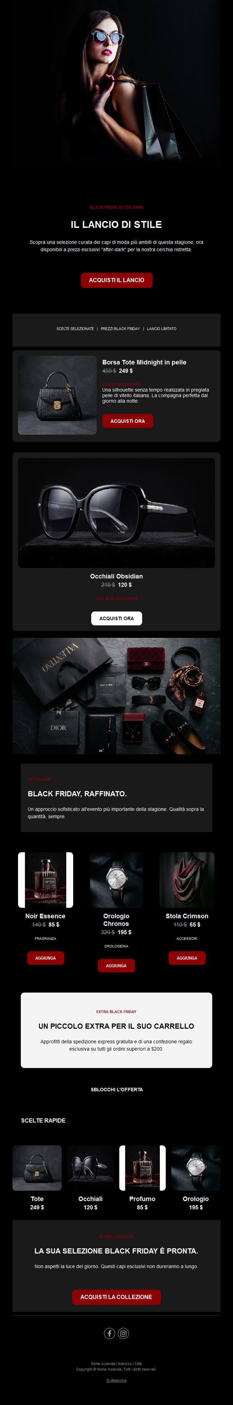 Email lancio moda Black Friday