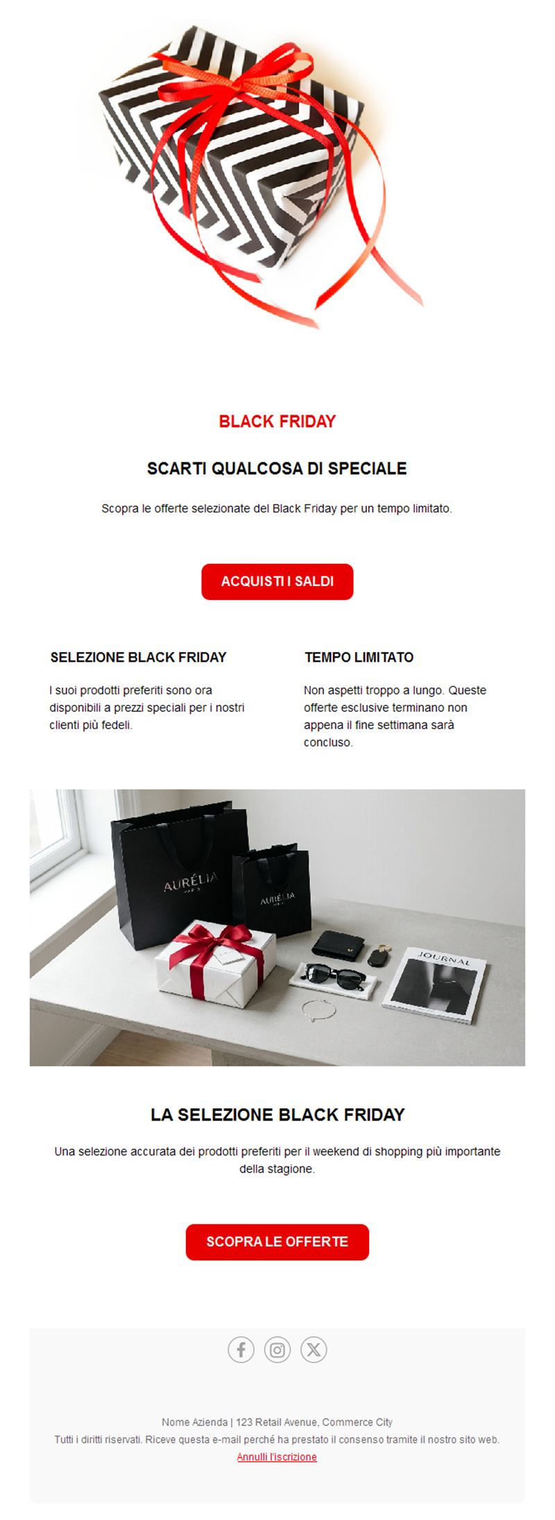 Email selezione regali Black Friday
