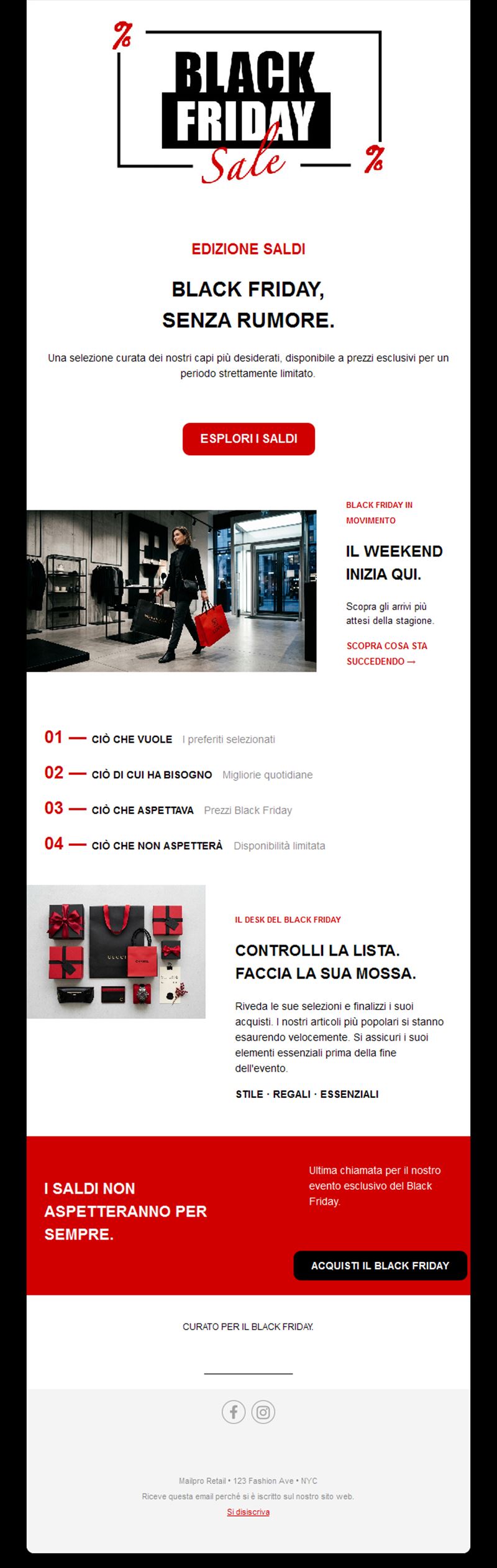 Email editoriale saldi Black Friday