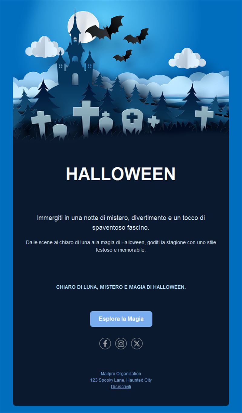 Newsletter di Halloween con castello stregato