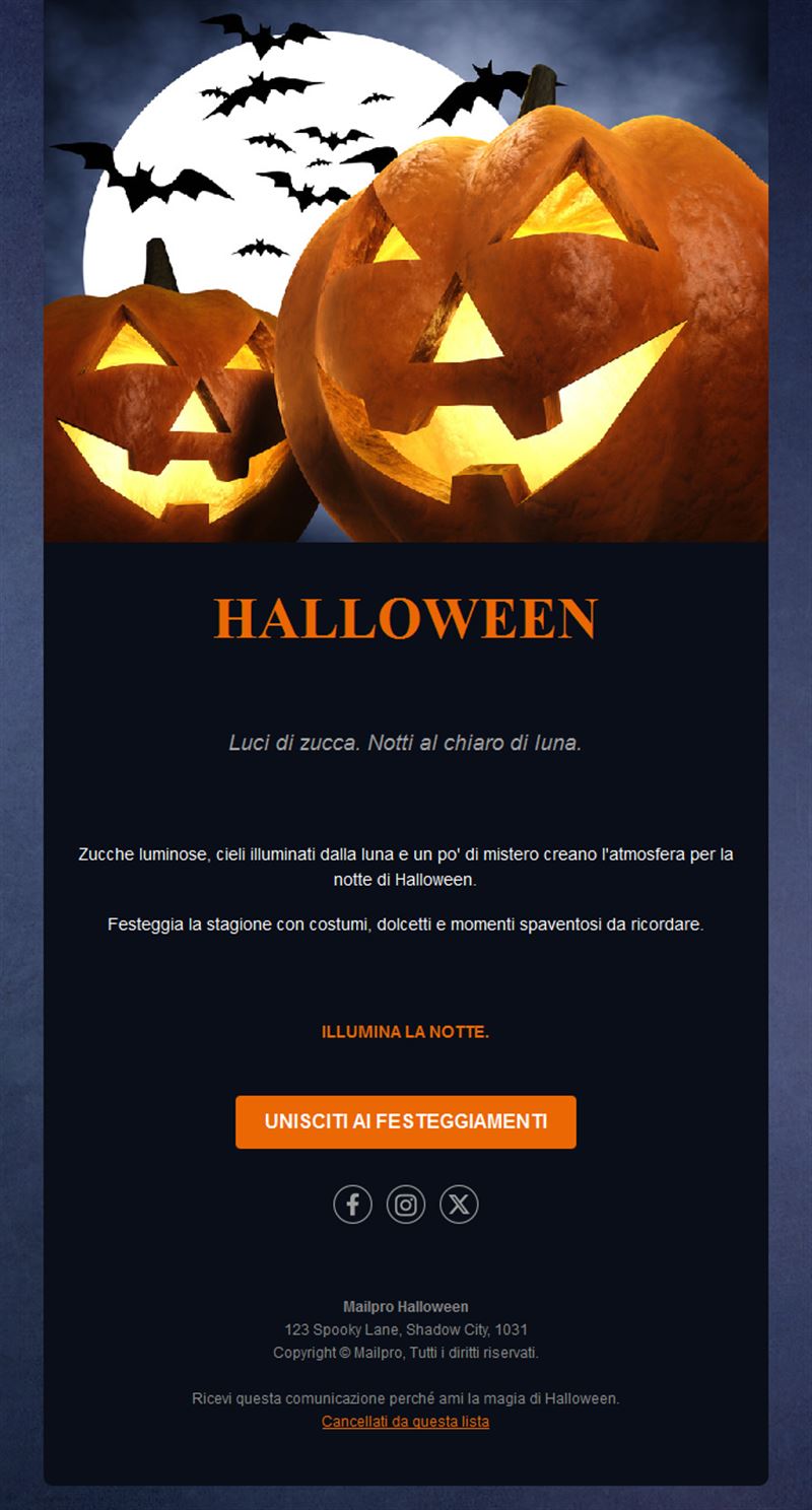 Email di Halloween con zucche classiche
