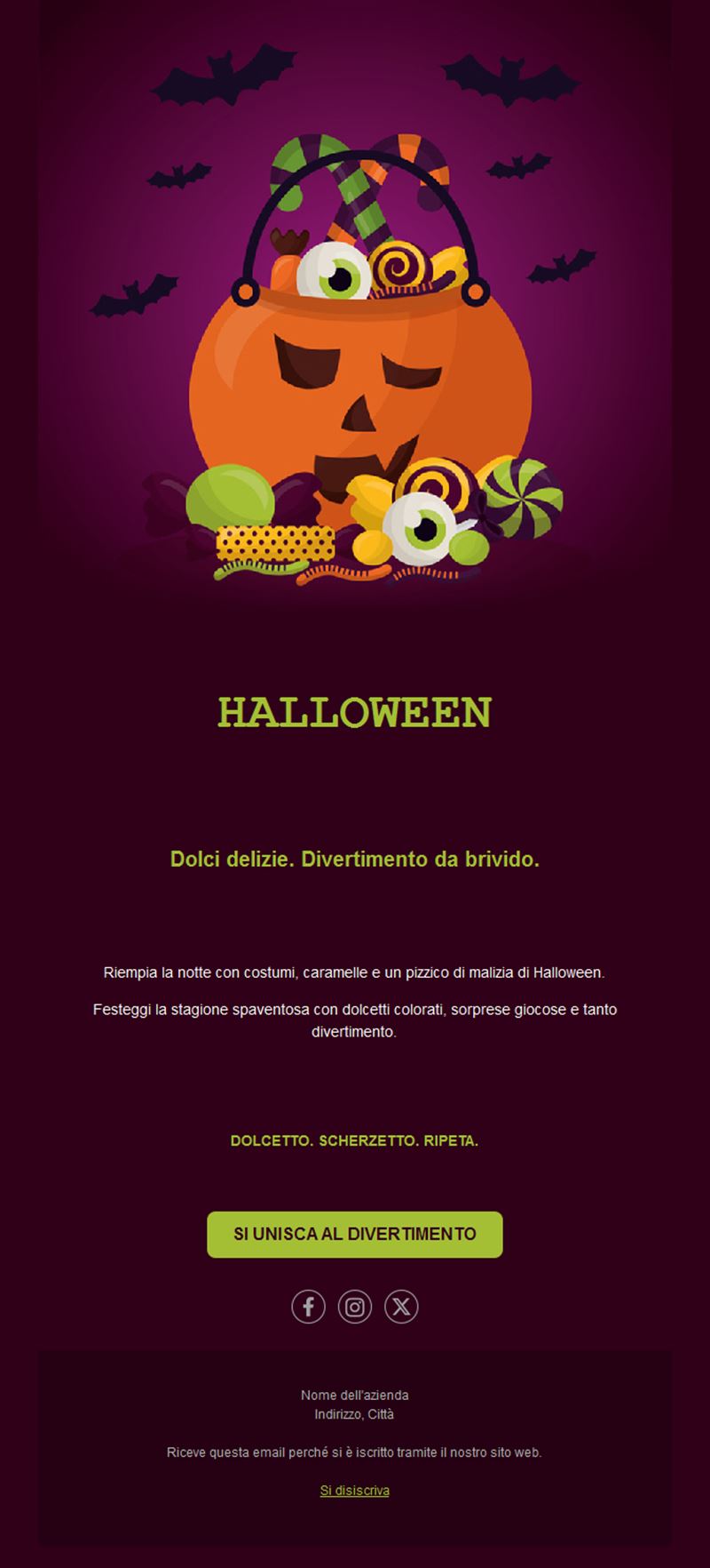 Email di Halloween dolcetto o scherzetto