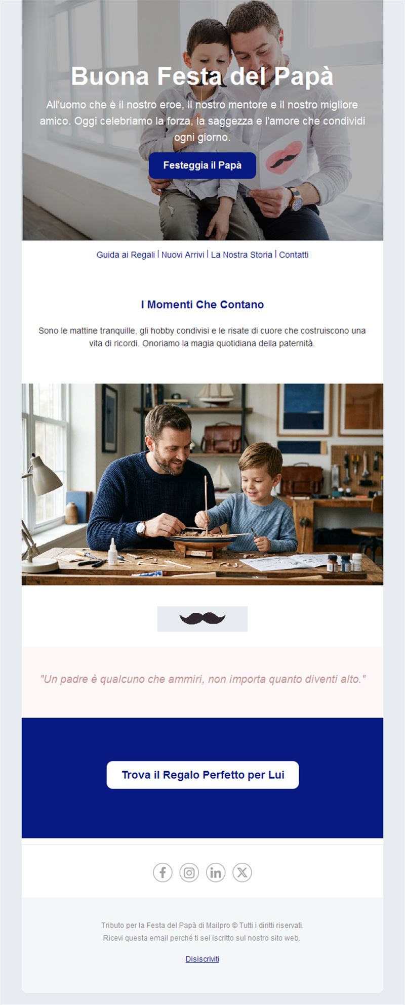 Email per trovare il regalo per la Festa del papà