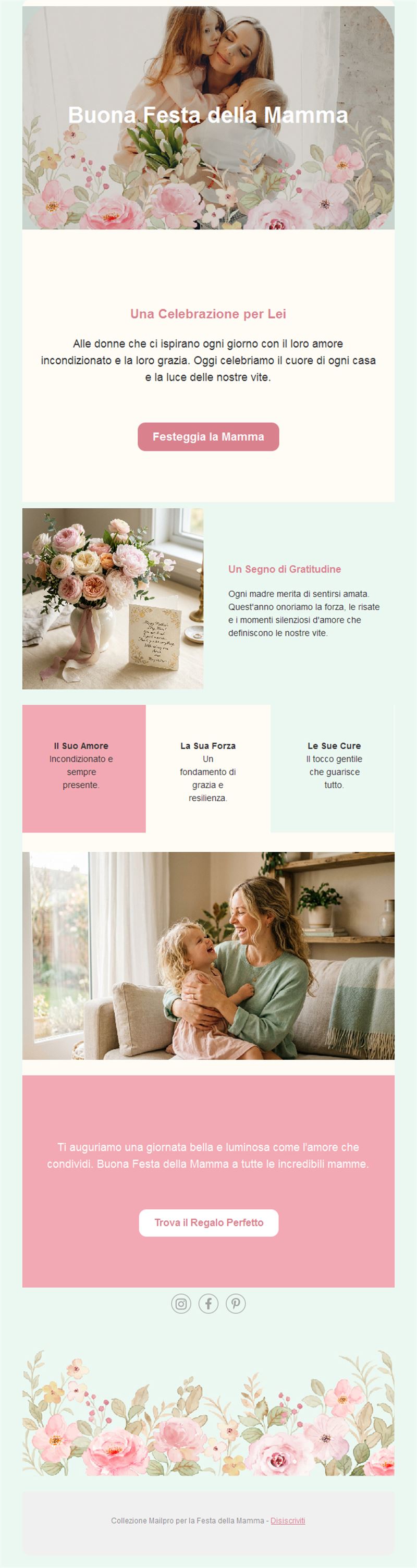 Newsletter menta e rosa per la Festa della mamma