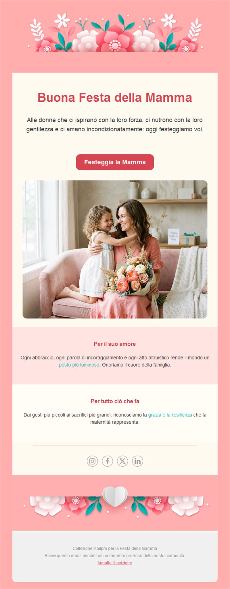 Newsletter floreale per la Festa della mamma