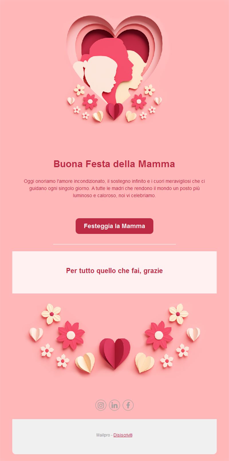 Email rosa per la Festa della mamma con cuore