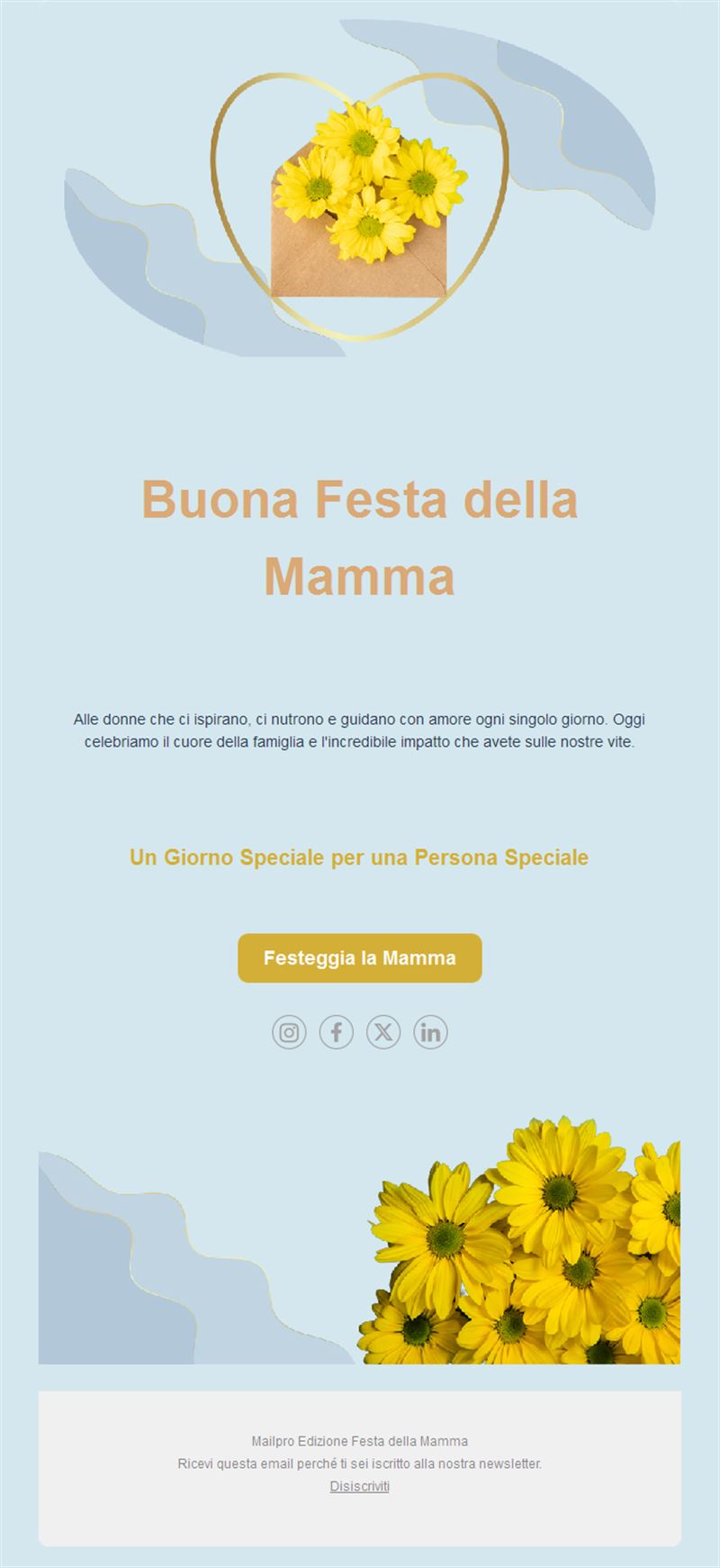 Email Festa della mamma con fiori gialli