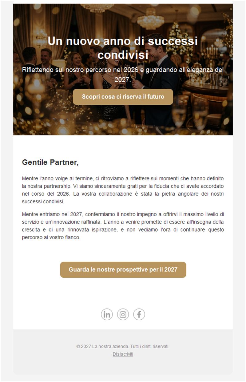 Modello email elegante di auguri per il 2027