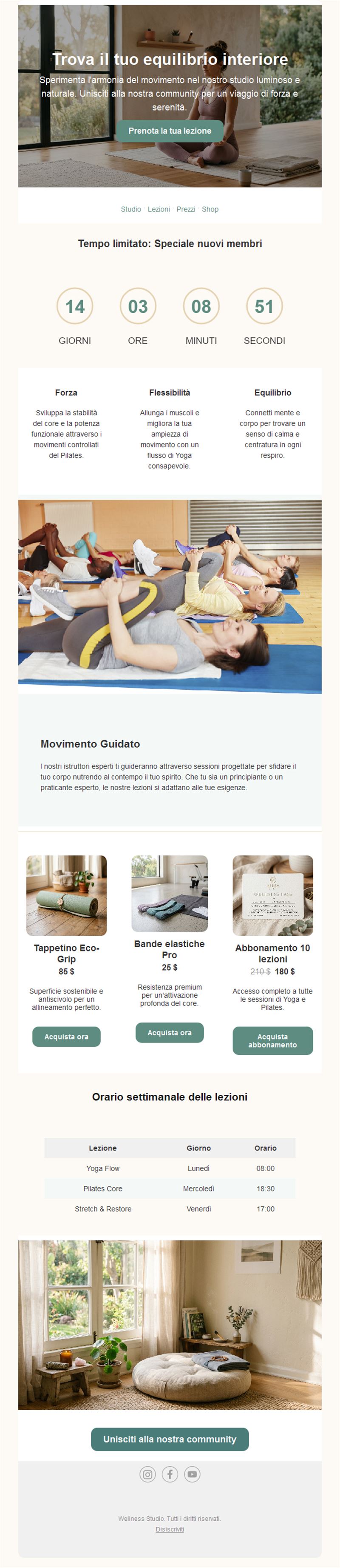 Email offerta nuovi iscritti pilates