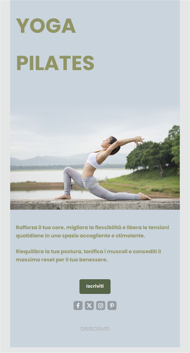 Email di yoga e pilates all'aperto