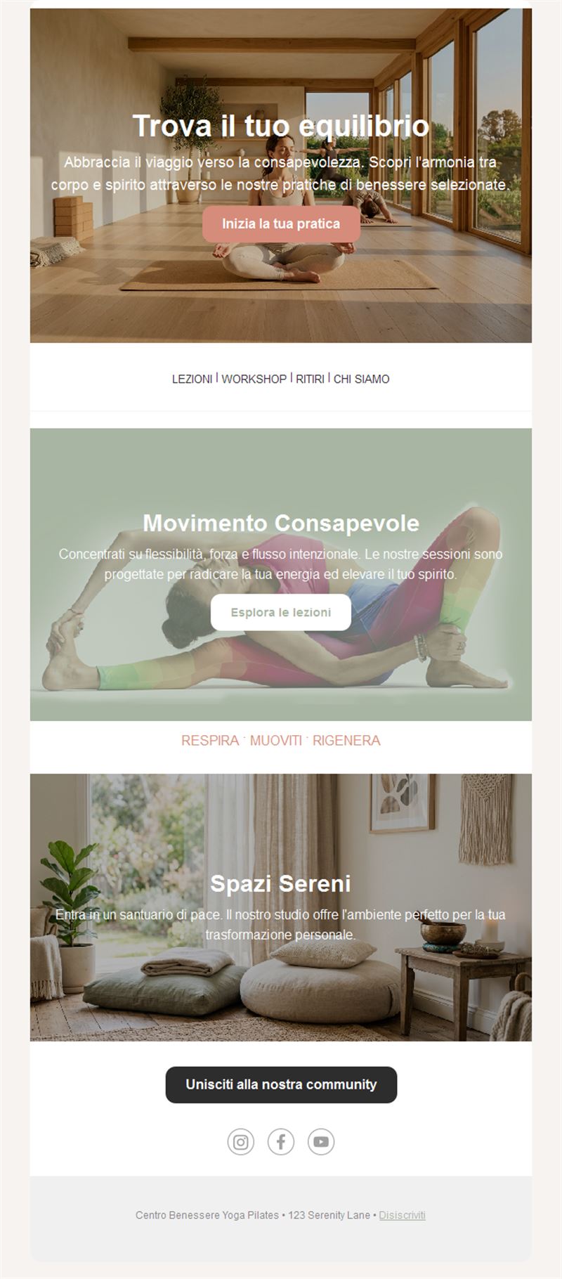 Email ritiri e workshop di yoga