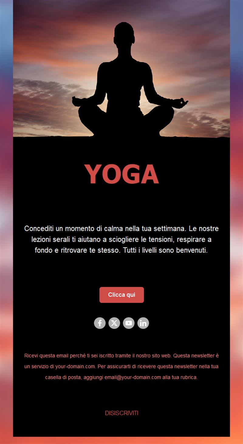 Email di studio yoga al tramonto