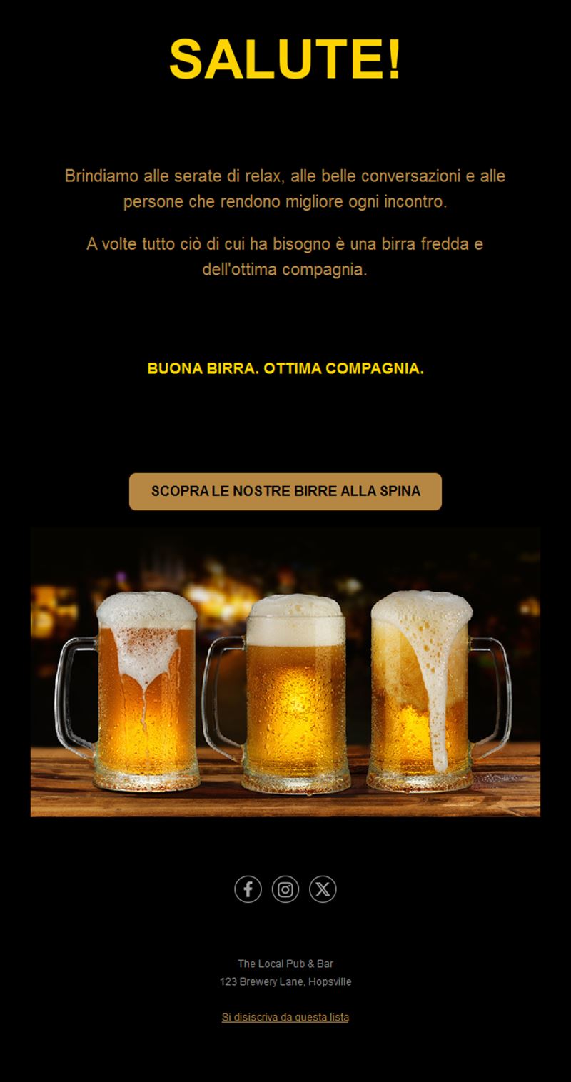 Modello email con le birre alla spina