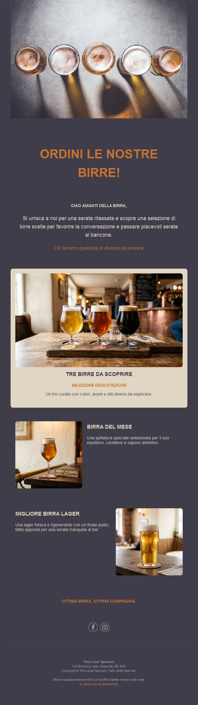Newsletter con selezione di birre artigianali