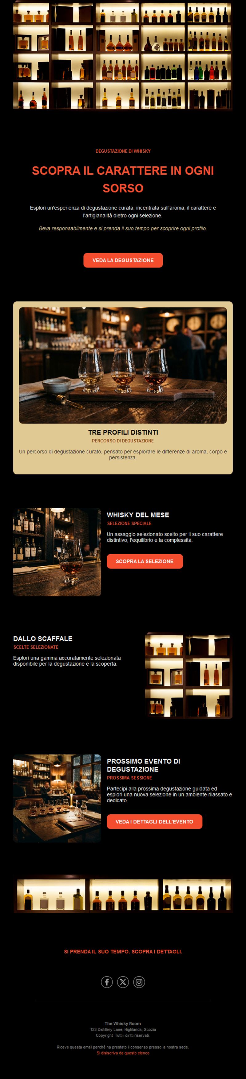 Modello email per degustazione di whisky