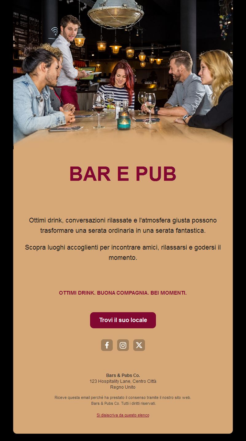 Modello email per bar di quartiere