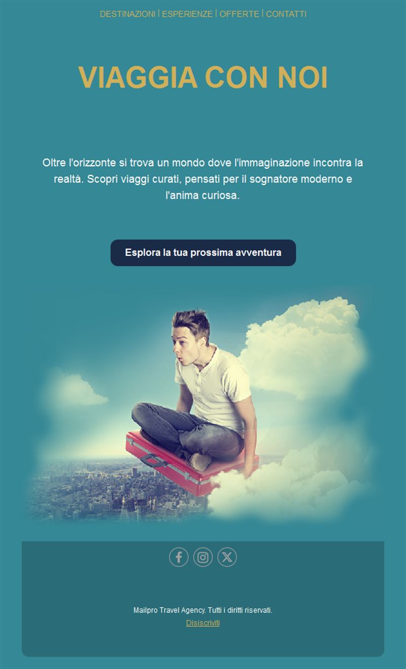 Email verde petrolio di ispirazione di viaggio