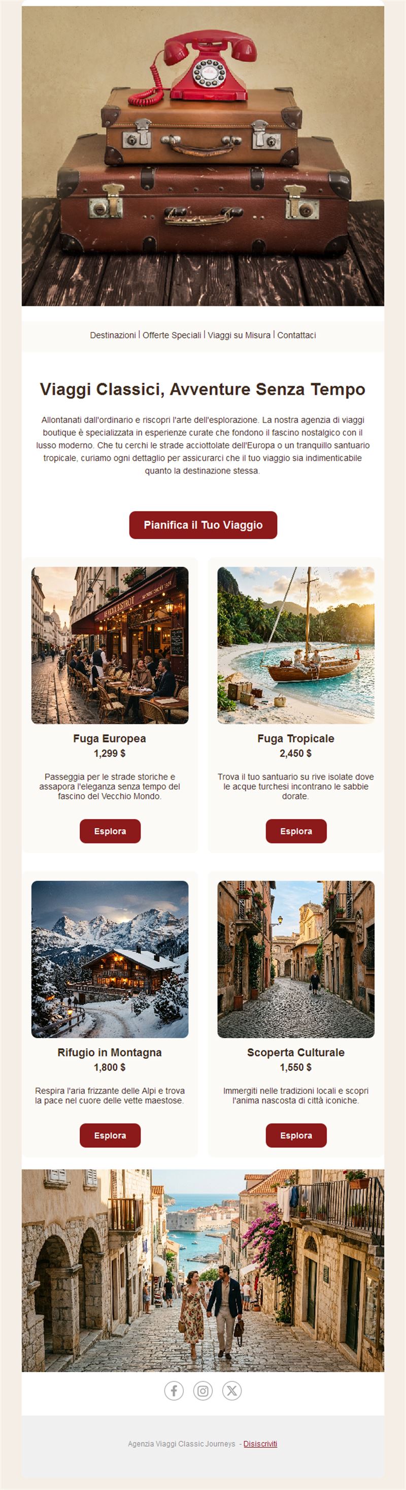 Email vintage di agenzia di viaggi