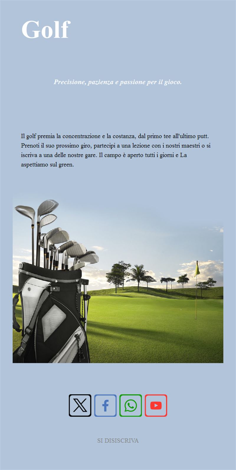 Email semplice di golf club