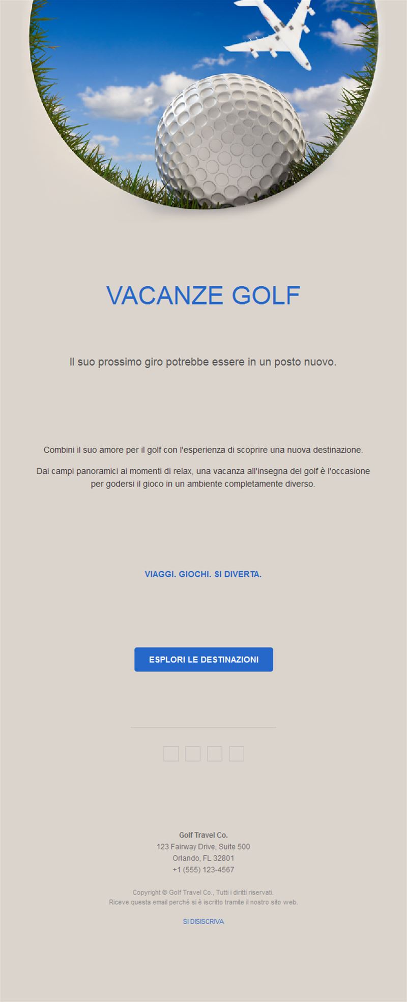 Email vacanze golf