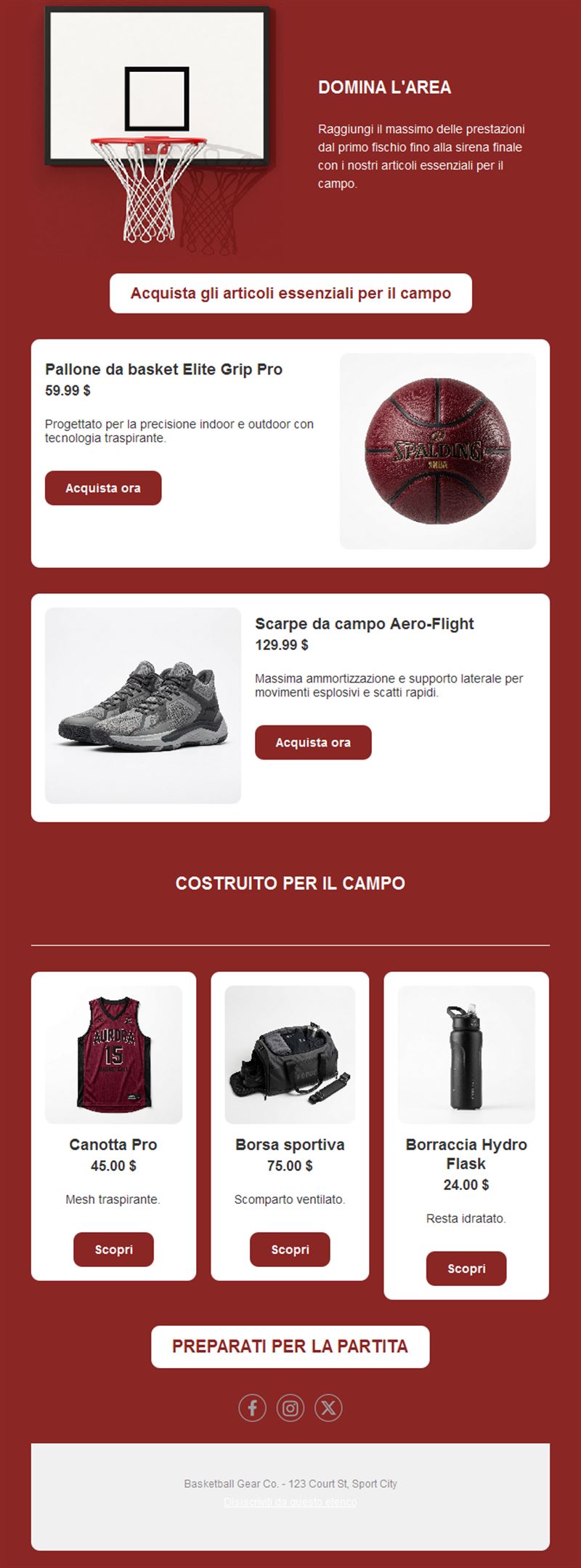 Basketball Action Emails