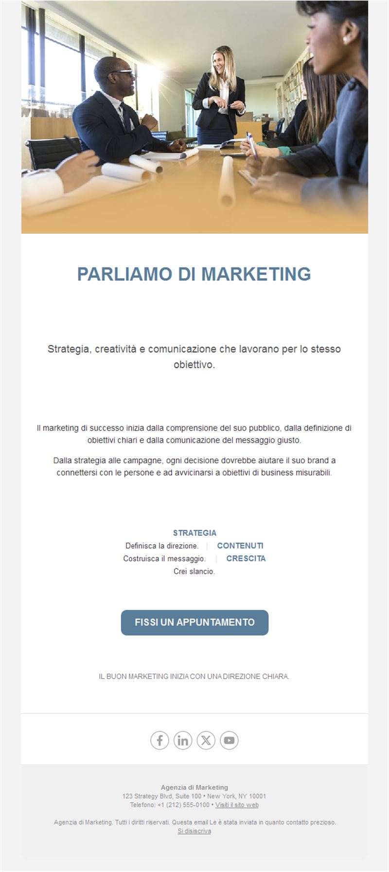 Email di agenzia per fissare un incontro