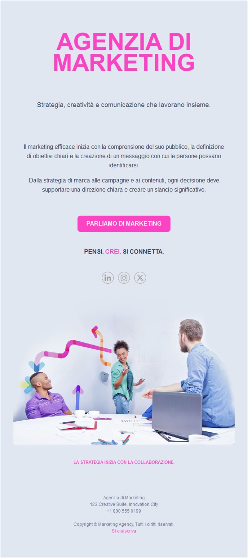 Email rosa di agenzia creativa