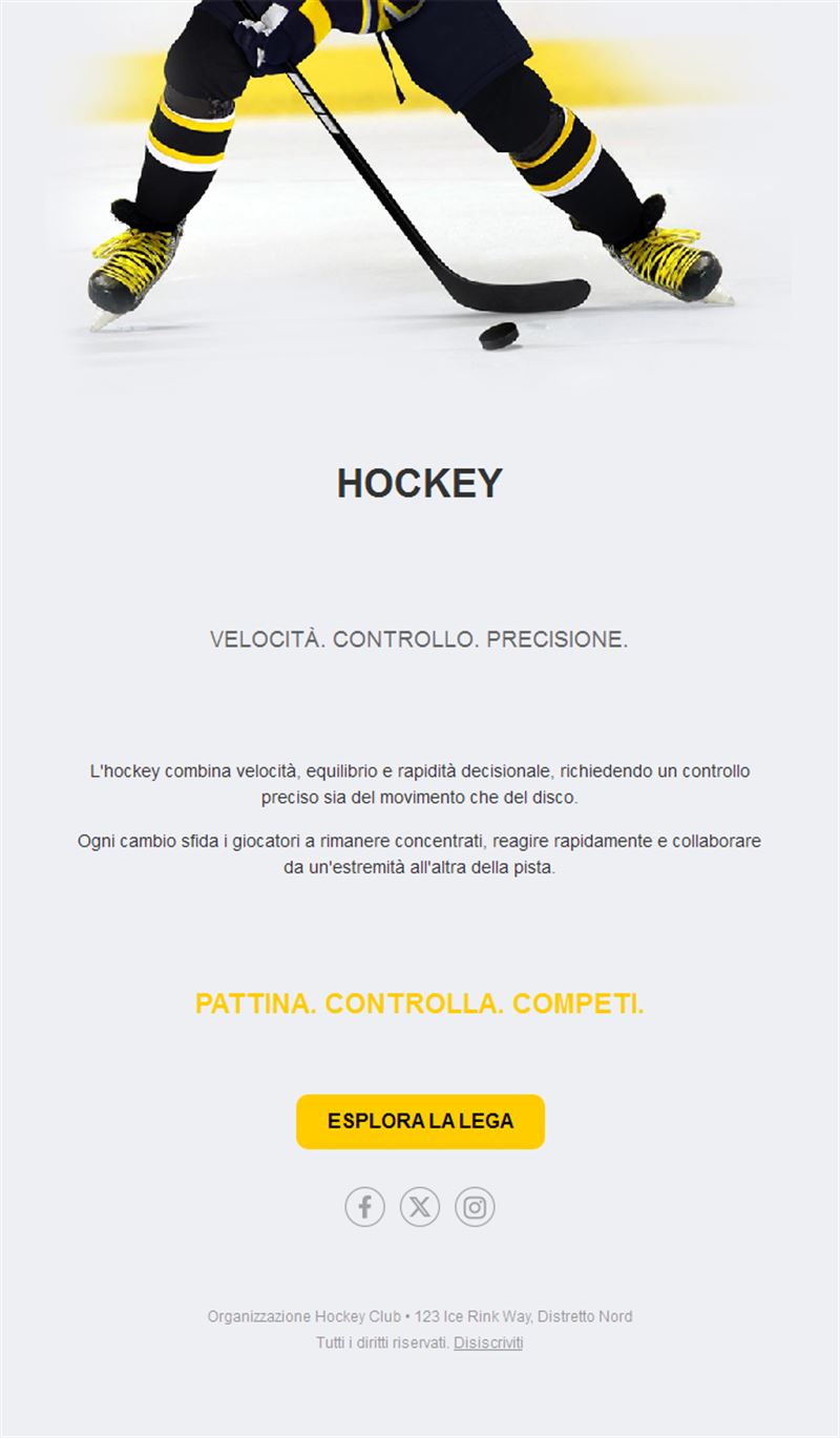 Email campionato di hockey su ghiaccio