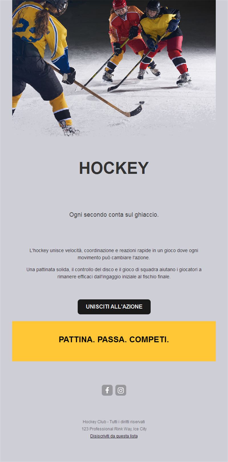 Email hockey grigia e gialla