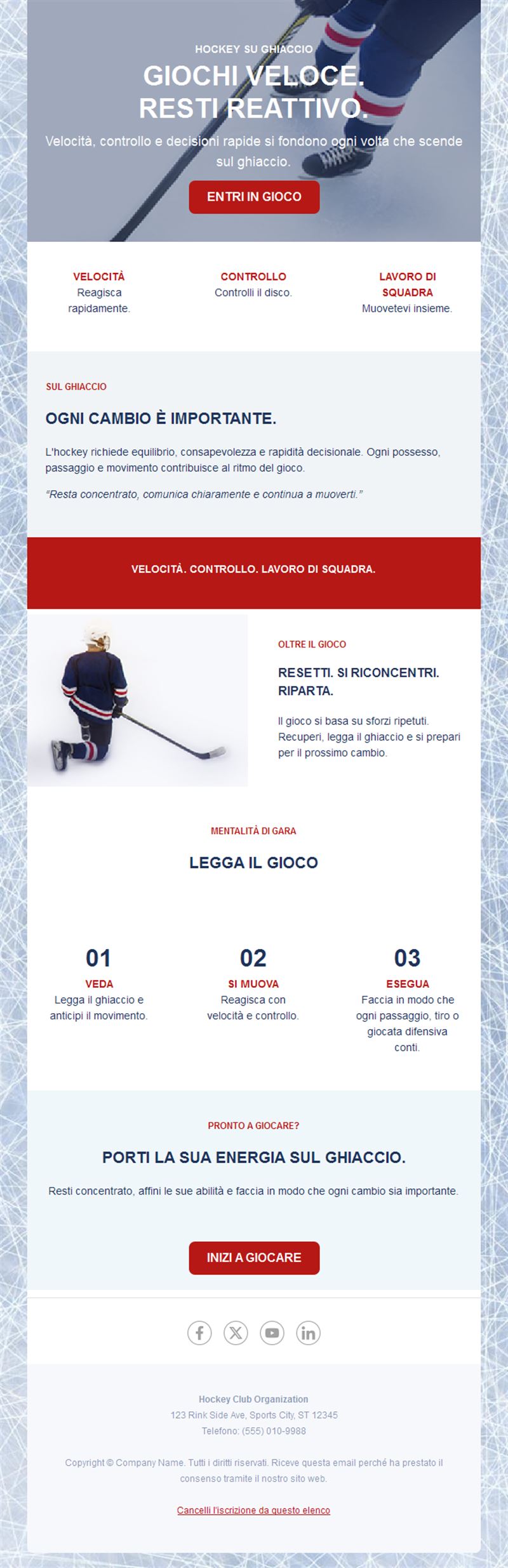 Newsletter club di hockey su ghiaccio