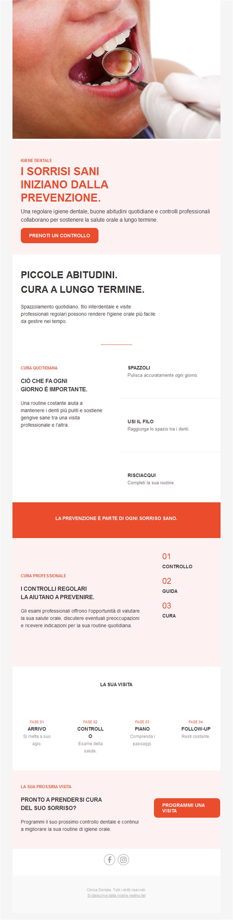 Email consigli di prevenzione dentale