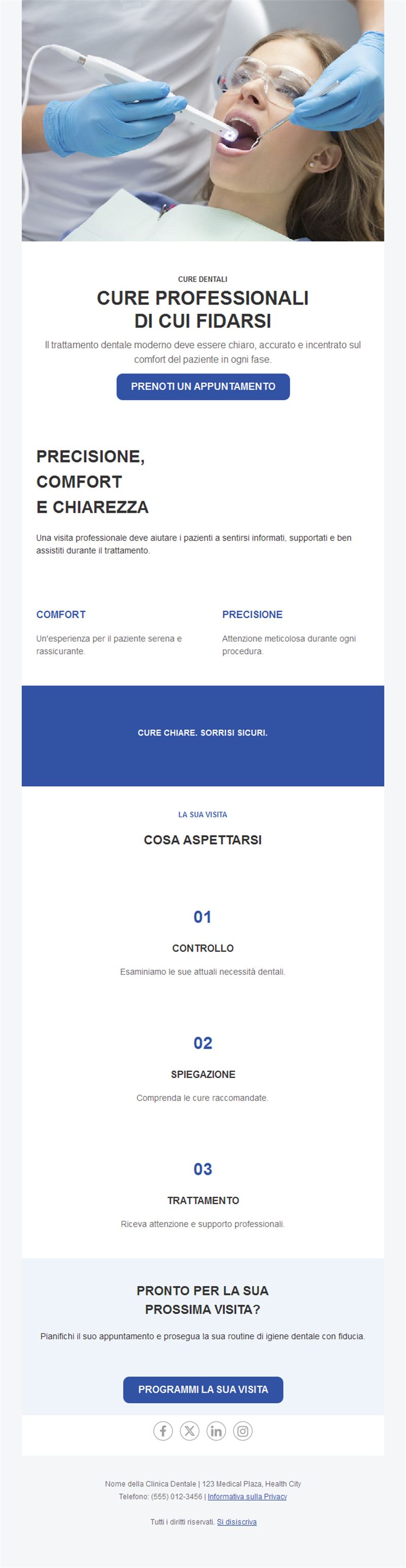 Email blu di cure dentali professionali