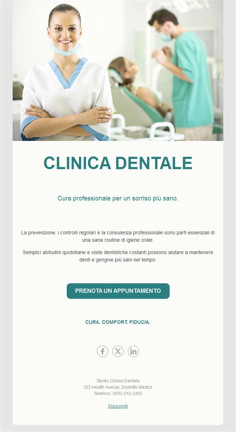 Email semplice di clinica dentale