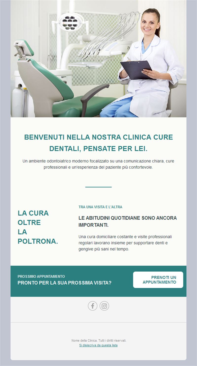 Email di benvenuto dello studio dentistico