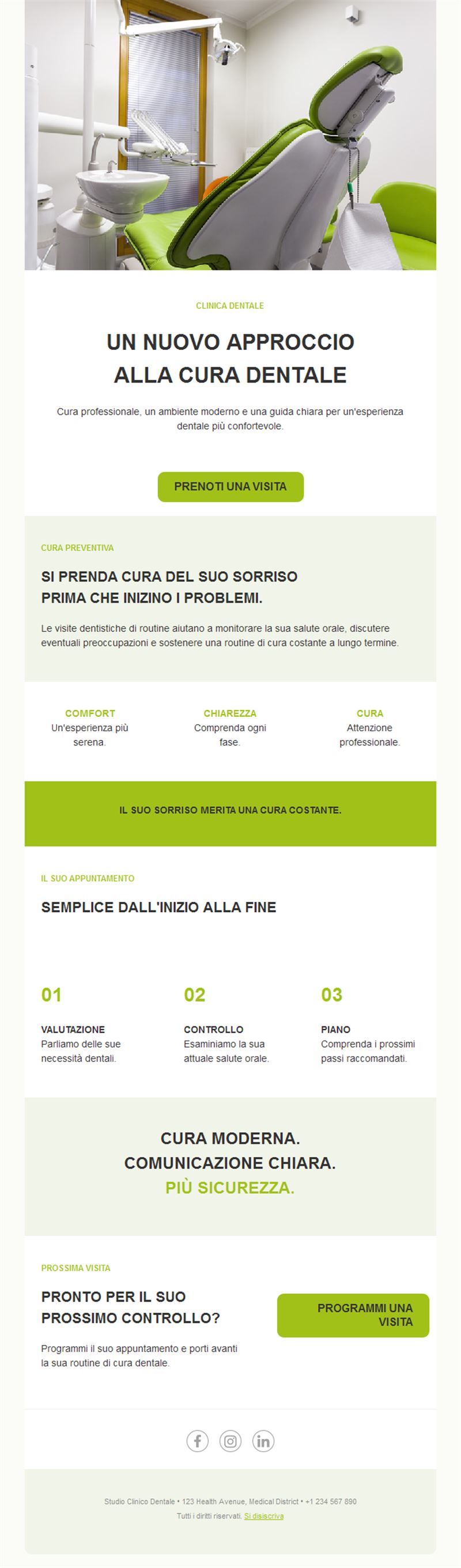 Email verde lime di clinica dentale