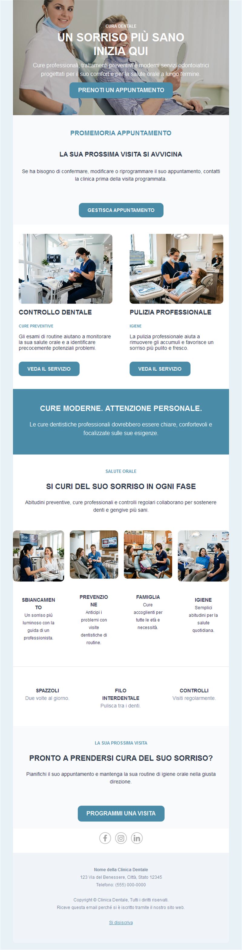 Email promemoria appuntamento dal dentista