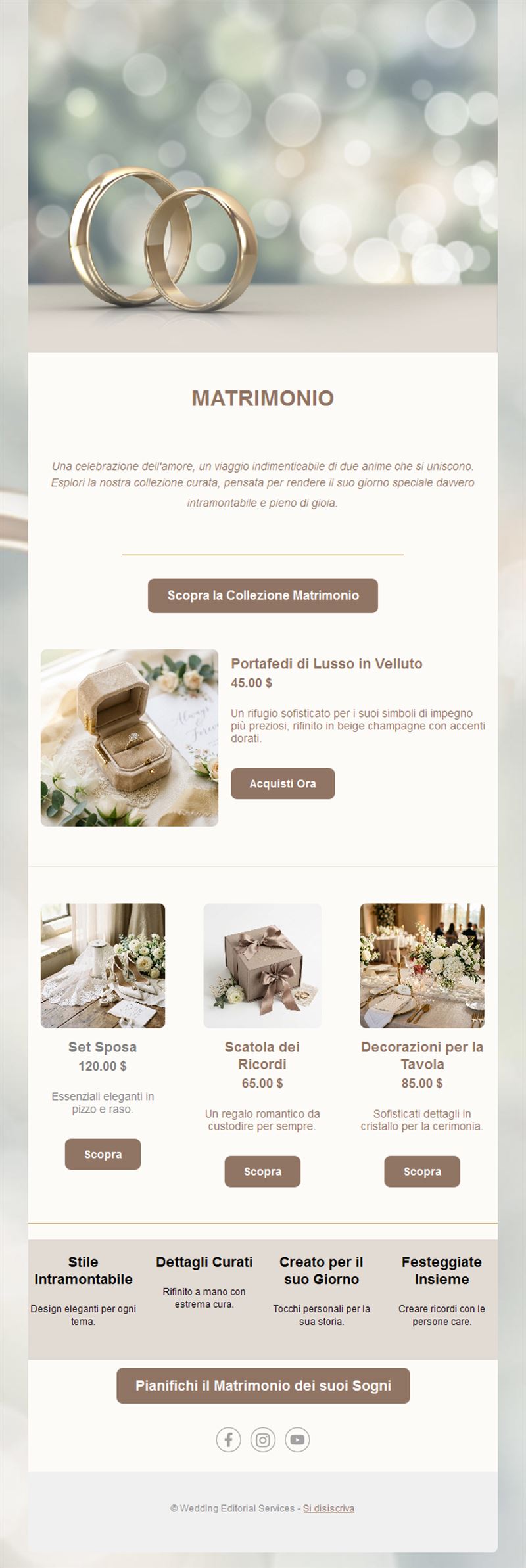 Email negozio di accessori per matrimoni