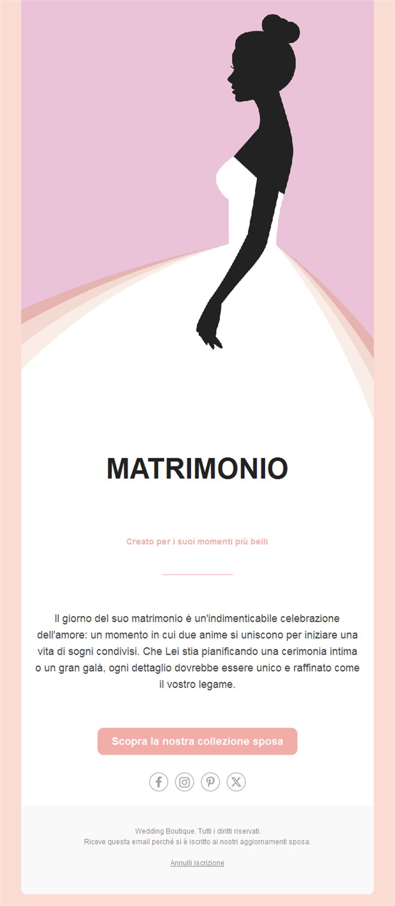 Email di atelier da sposa