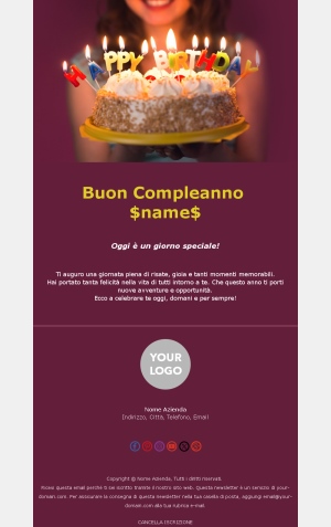 Template Email di Compleanno Semplice