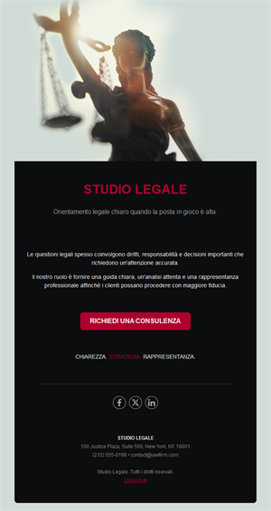 Email di studio legale nera e rossa