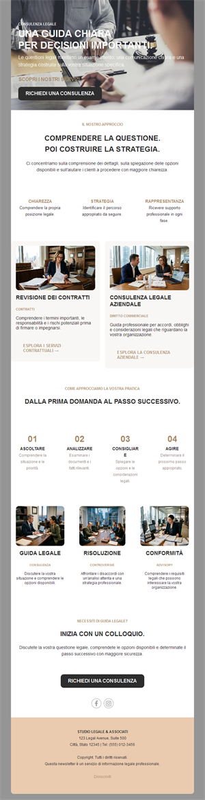 Newsletter servizi legali con percorso