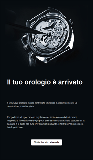 Email nera: il tuo orologio è arrivato