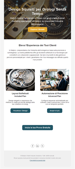 Email piattaforma email per orologi