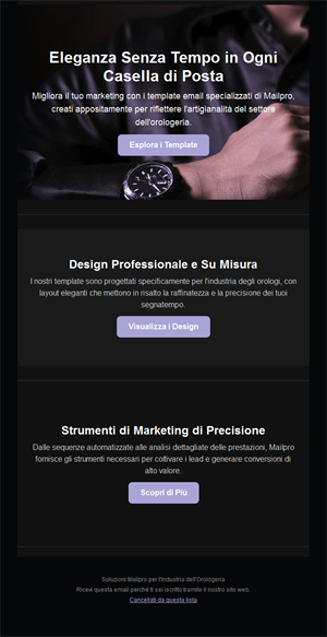 Email scura per brand di orologi