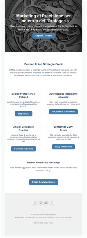 Email funzioni di marketing per orologeria
