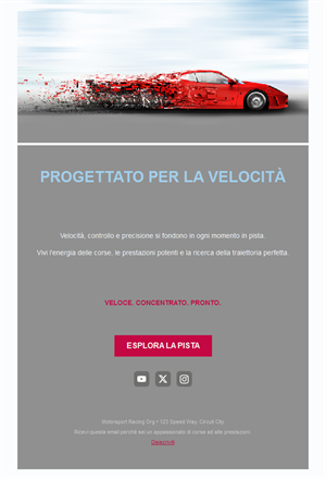 Email gare con auto sportiva rossa