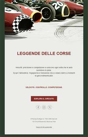 Email auto da corsa d'epoca