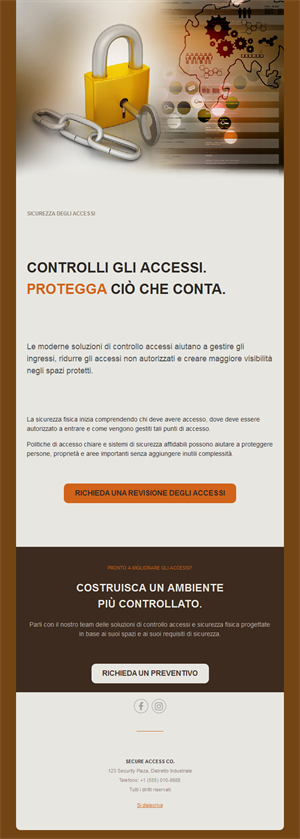 Email di controllo accessi con lucchetto