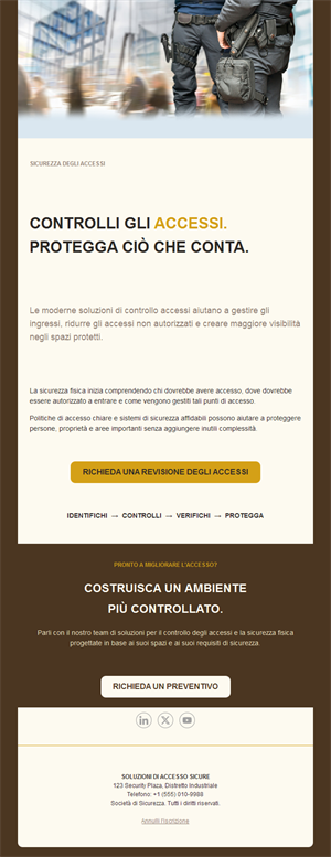 Email di controllo accessi in oro